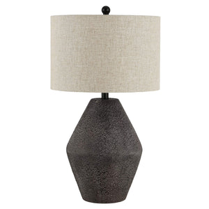 Modern Rustic Table Lamp with Oatmeal Drum Shade