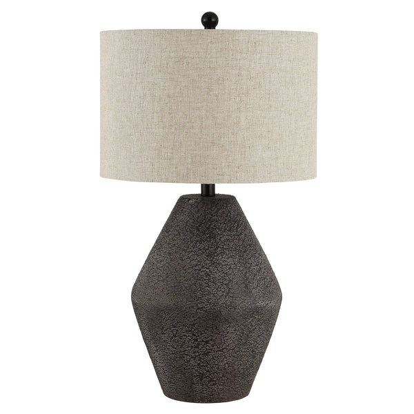 Modern Rustic Table Lamp with Oatmeal Drum Shade