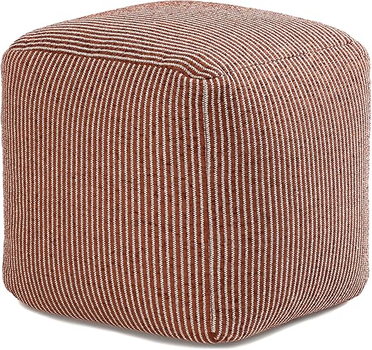 Square Pouf Ottoman Footrest – Cotton Polyester Floor Seating