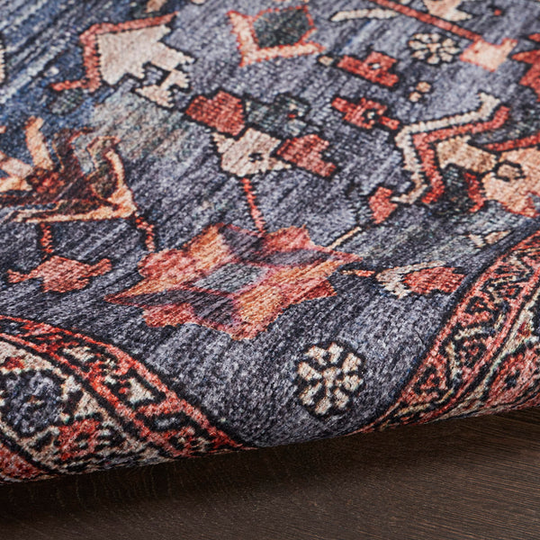 Machine Washable Persian Area Rug – Navy & Brick