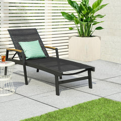 Outdoor Aluminum Adjustable Chaise Lounge Chair with Mesh Seating