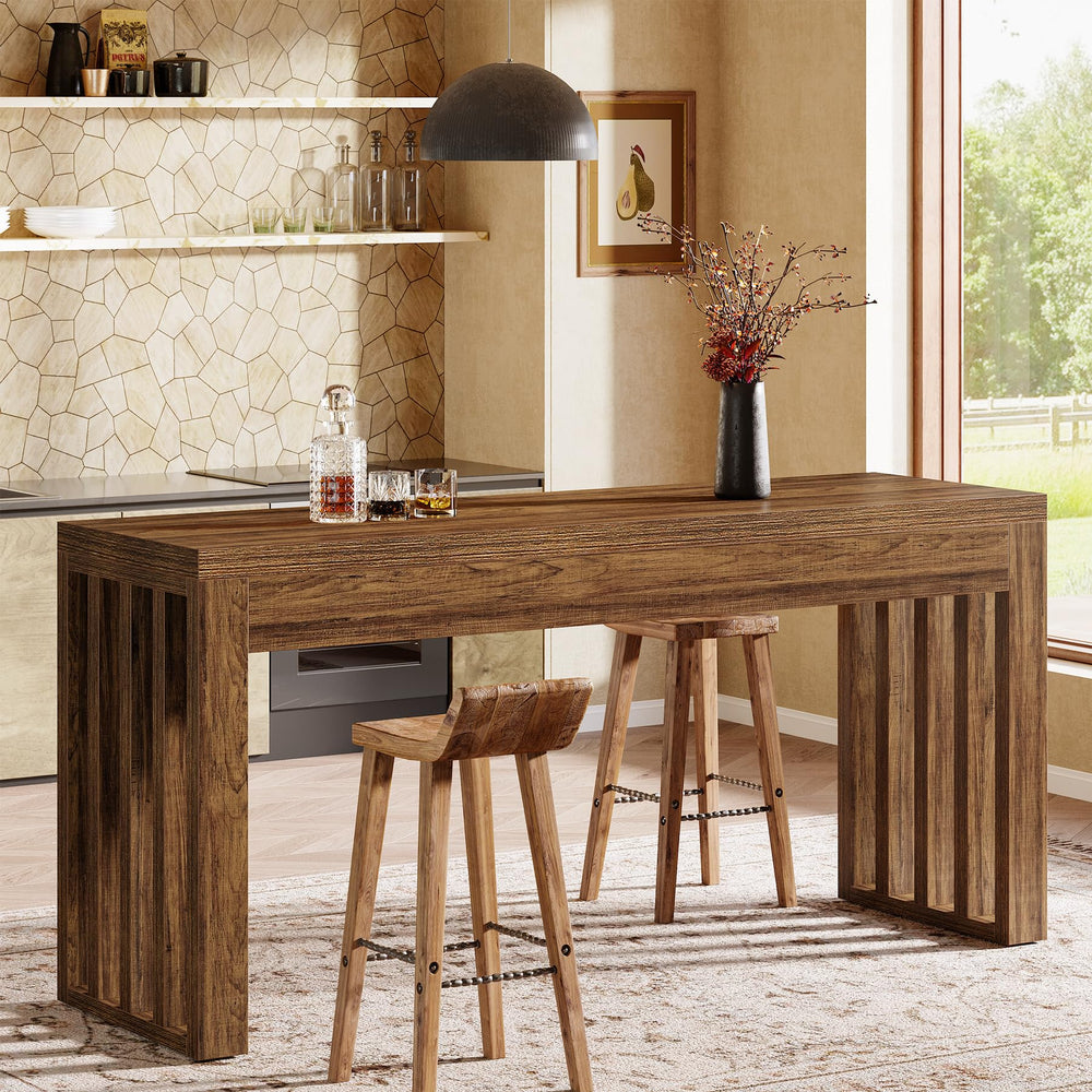 63-Inch Farmhouse Counter Height Bar Table