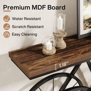 70.87" Industrial Console Table with Bicycle Metal Base