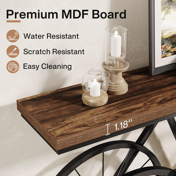 70.87" Industrial Console Table with Bicycle Metal Base
