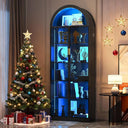 Arch Display Cabinet with LED Lights & Adjustable Shelves