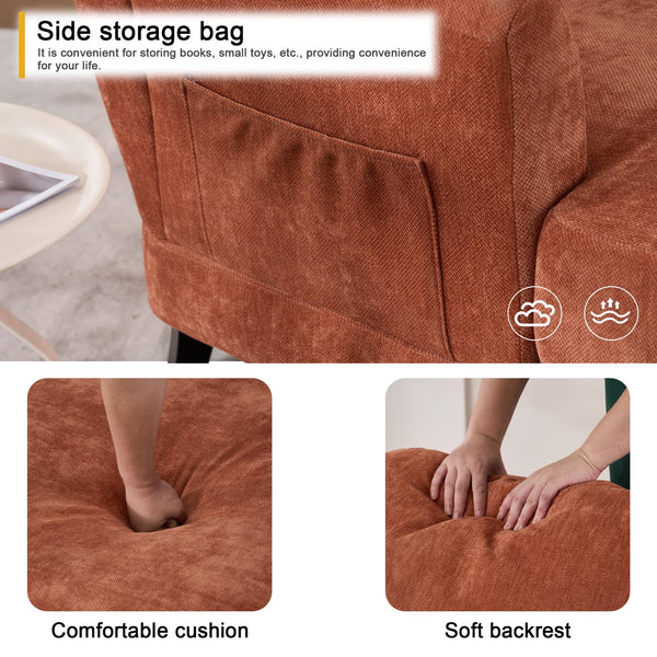 Indoor Chaise Lounge Chair — Upholstered Single Sofa for Bedroom & Living Room