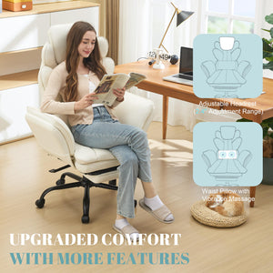 Wide Seat Reclining Office Chair with Flip Armrests & Footrest