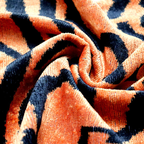 Orange Gold Tiger Print Velvet Throw Pillow with Down Feather Insert