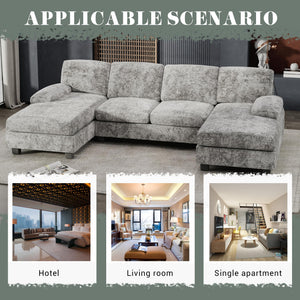 U-Shaped Sectional Sofa with Double Chaise & Memory Foam