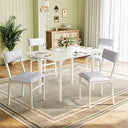 Extendable Dining Table Set for 4 with Upholstered Chairs