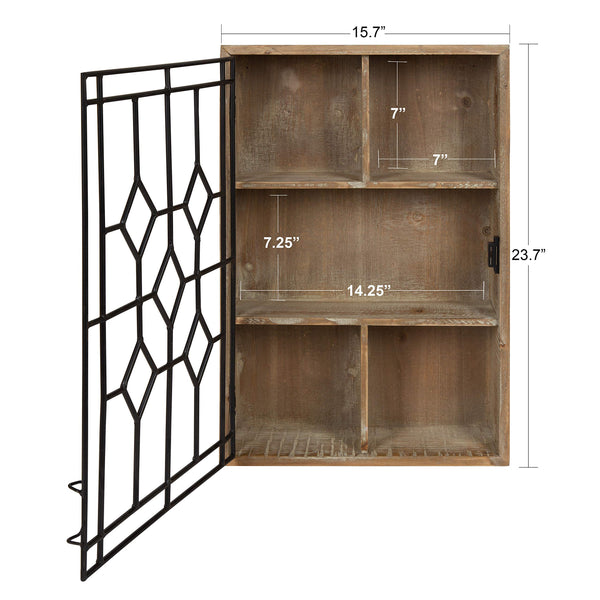 Decorative Wooden Wall Curio Cabinet with Iron Door