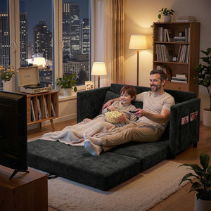 Convertible Loveseat Sofa Bed with Foldable Side Table