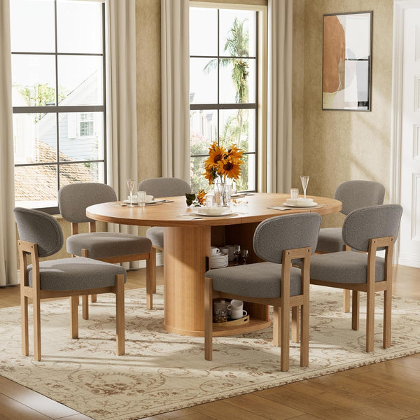 Retro Dining Table Set with Upholstered Chairs