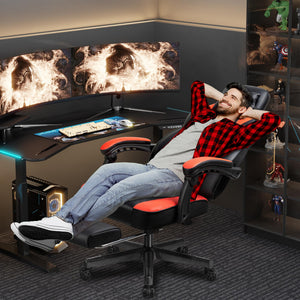 Gaming Chair with Footrest & Reclining Back