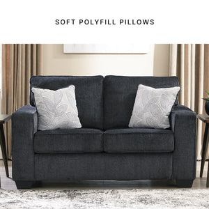 Modern Chenille Loveseat with Accent Pillows