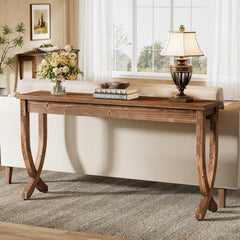 63" Solid Wood Farmhouse Console Table