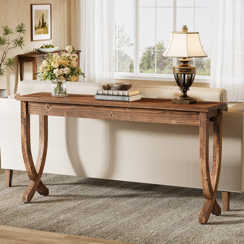 63" Solid Wood Farmhouse Console Table