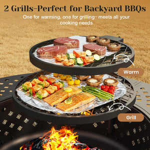 48-Inch Round Outdoor Wood-Burning Fire Pit