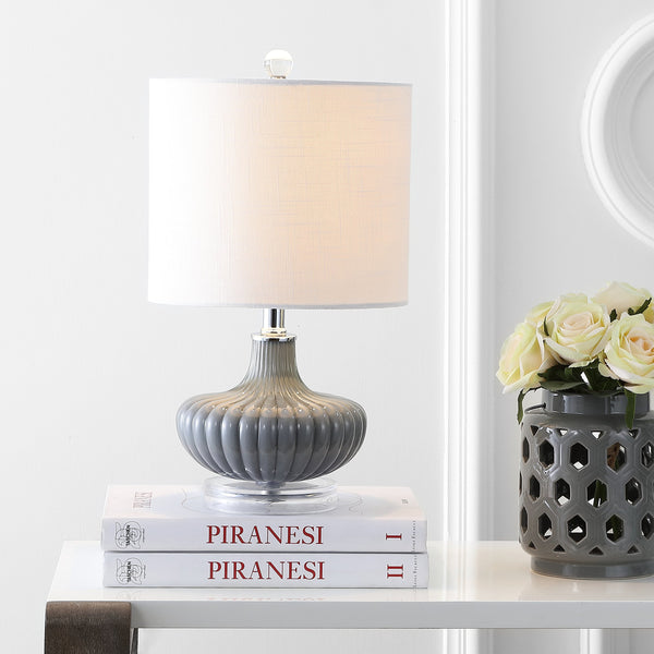 Fluted Glass Table Lamp 18" – Gray