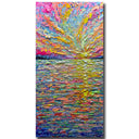 Abstract Sunrise Canvas Wall Art – Hand-Painted Knife Painting, 24x48 Inch