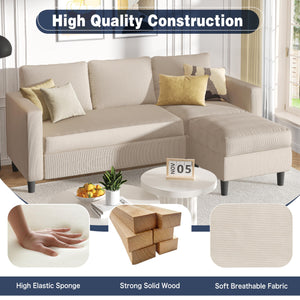 L-Shaped Convertible Sectional Sofa with Ottoman