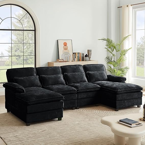 U-Shaped Sectional Cloud Sofa with Double Chaise