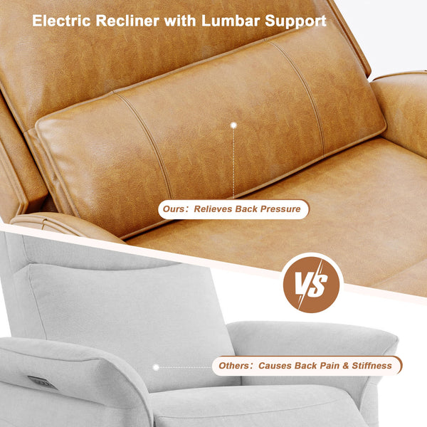 Power Recliner Chair with Headrest, Lumbar Support & Charging Ports