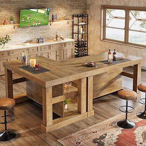 Kitchen Island with Seating and 3-Tier Storage Shelves