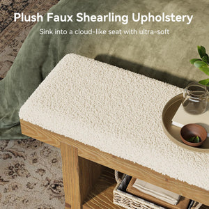 Farmhouse Storage Bench with Shelf