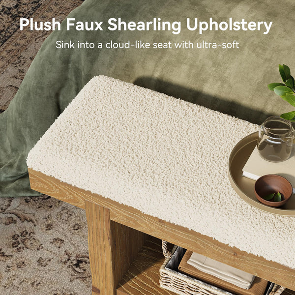 Farmhouse Storage Bench with Shelf