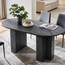 63-Inch Oval Dining Table for 4-6 | Wood-Grain Top & Metal T-Base