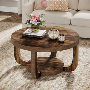 Round 2-Tier Coffee Table with Storage