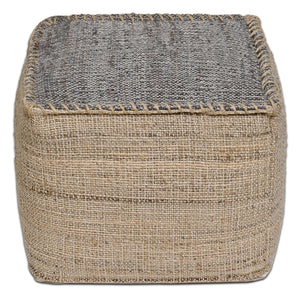 Handmade Jute Cotton Pouf Ottoman 18x18x14