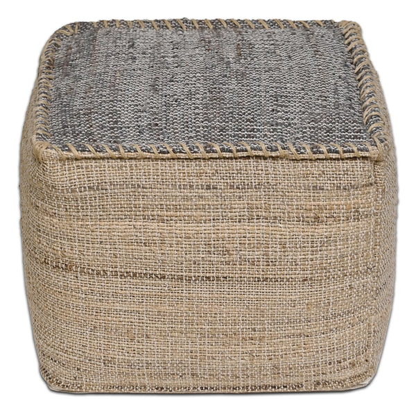 Handmade Jute Cotton Pouf Ottoman 18x18x14