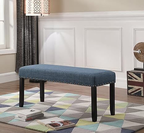 Fabric Dining Bench with Nailhead Trim