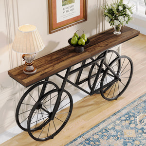 70.87" Industrial Console Table with Bicycle Metal Base