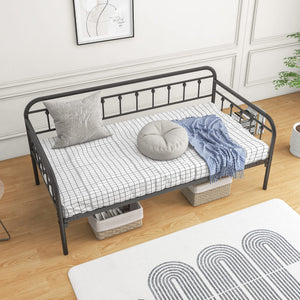 BOFENG Metal Daybed Frame Twin Size,Sofa Bed Frame with Strong Steel Slats Support Platform Furniture,Mattress Foundation,Noise Free,Easy Assembly,Black Twin Daybed