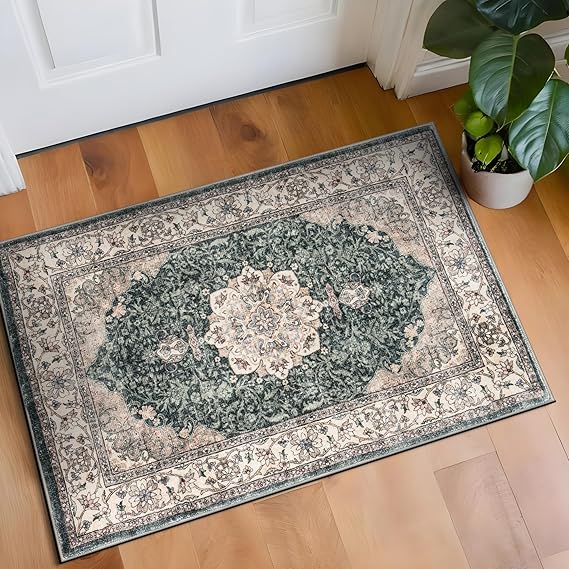 Traditional Oriental Medallion Washable Area Rug