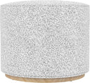 Round Upholstered Ottoman with Wood Base