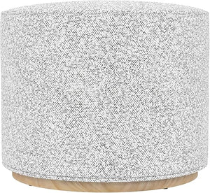 Round Upholstered Ottoman with Wood Base