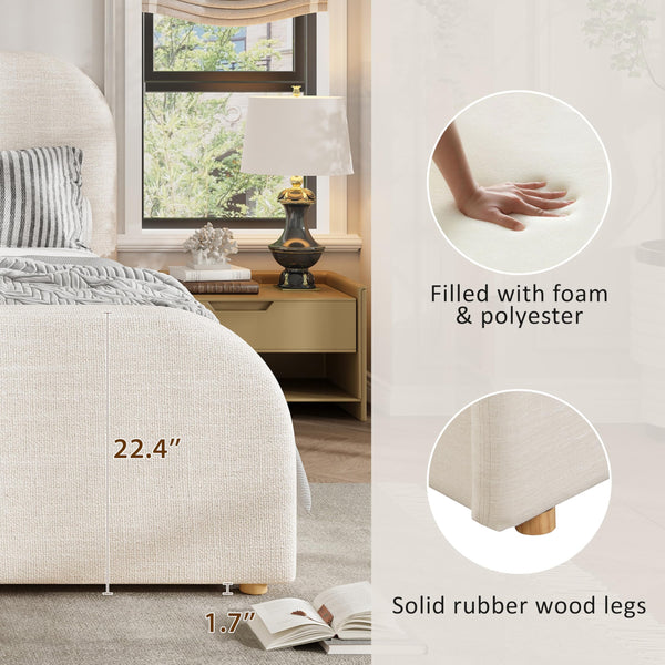 Upholstered Platform Bed Frame with Headboard