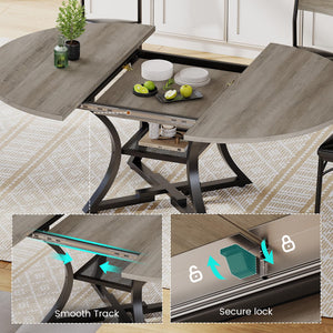 Round Extendable Dining Table Set for 4–8 with Cushion Chairs