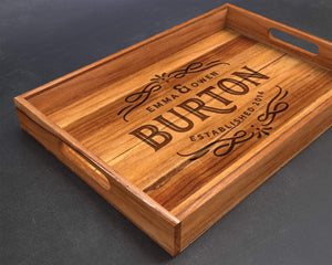 Teak Wood Serving Tray with Handles