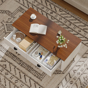 Farmhouse Coffee Table with Storage Shelf