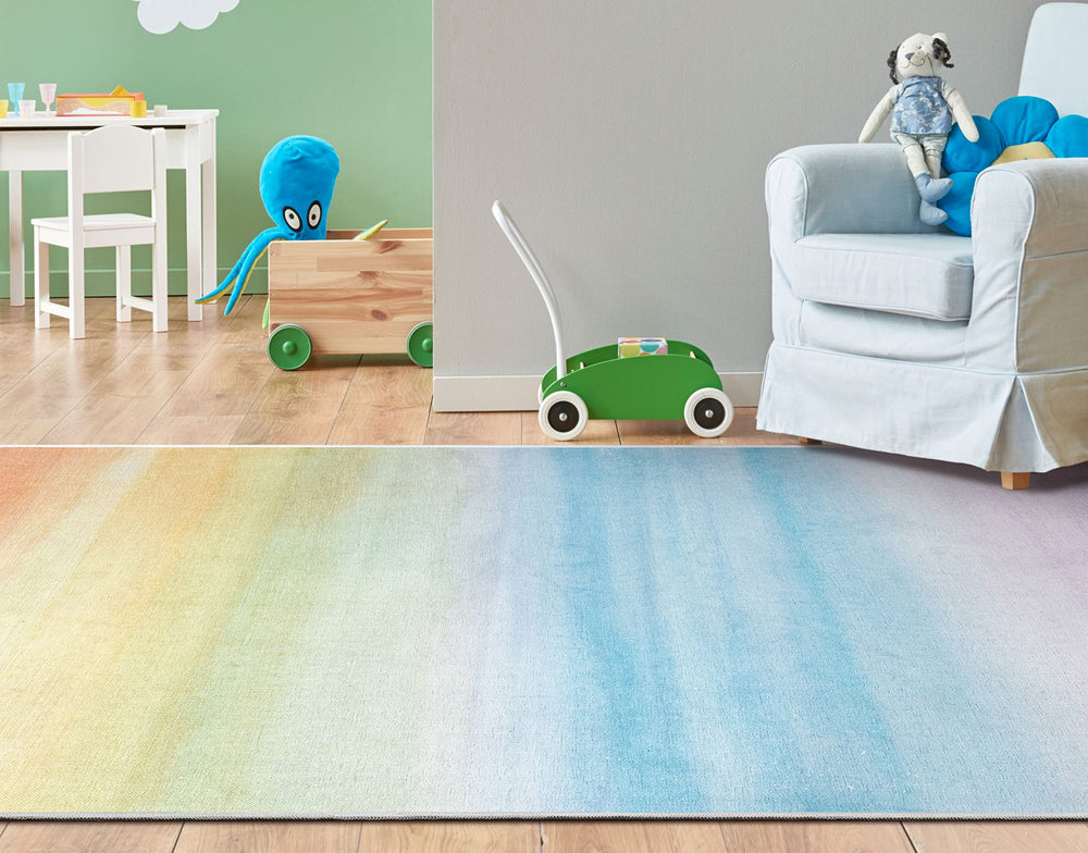 Multicolor Geometric Area Rug – Machine Washable Polyester