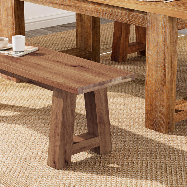 Solid Wood Dining Bench 55" – Set of 2
