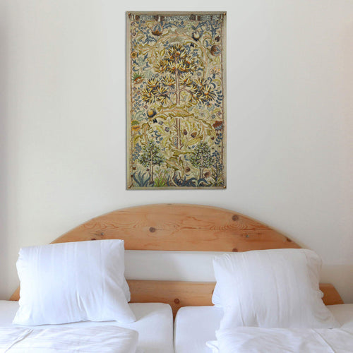 Woven Jacquard Wall Tapestry – Floral Fruit Tree & Acanthus Leaf Design, 100% Cotton, 34"W x 64"H