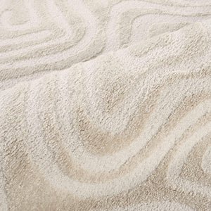 Cream Sculpted Swirl Area Rug