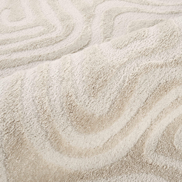 Cream Sculpted Swirl Area Rug