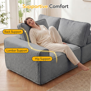 Modular Sectional Sofa with Ottoman – L-Shape & U-Shape, Cloud Couch, No Assembly